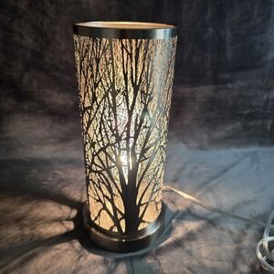 Modern Metal Tree Cutout Table Lamp Brushed Nickel Accent Light 9